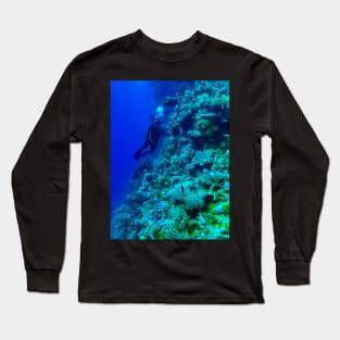Coral reef and scuba diver Long Sleeve T-Shirt